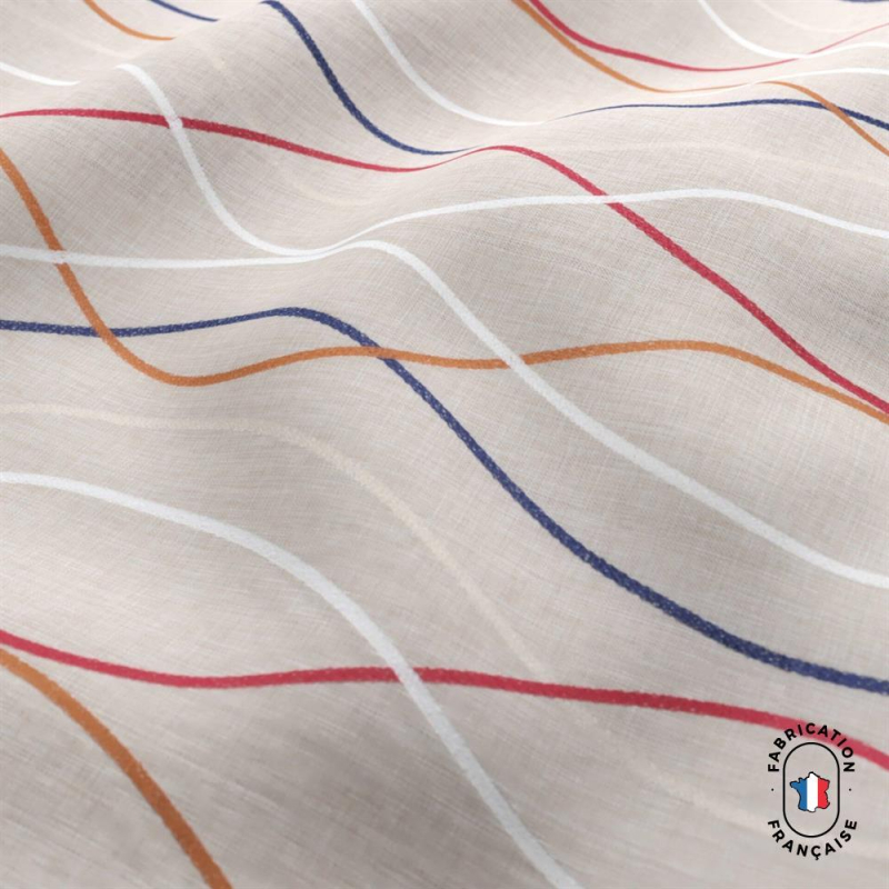 Zoom matière tissu CARIOCA à lignes géométriques coloris Sunset