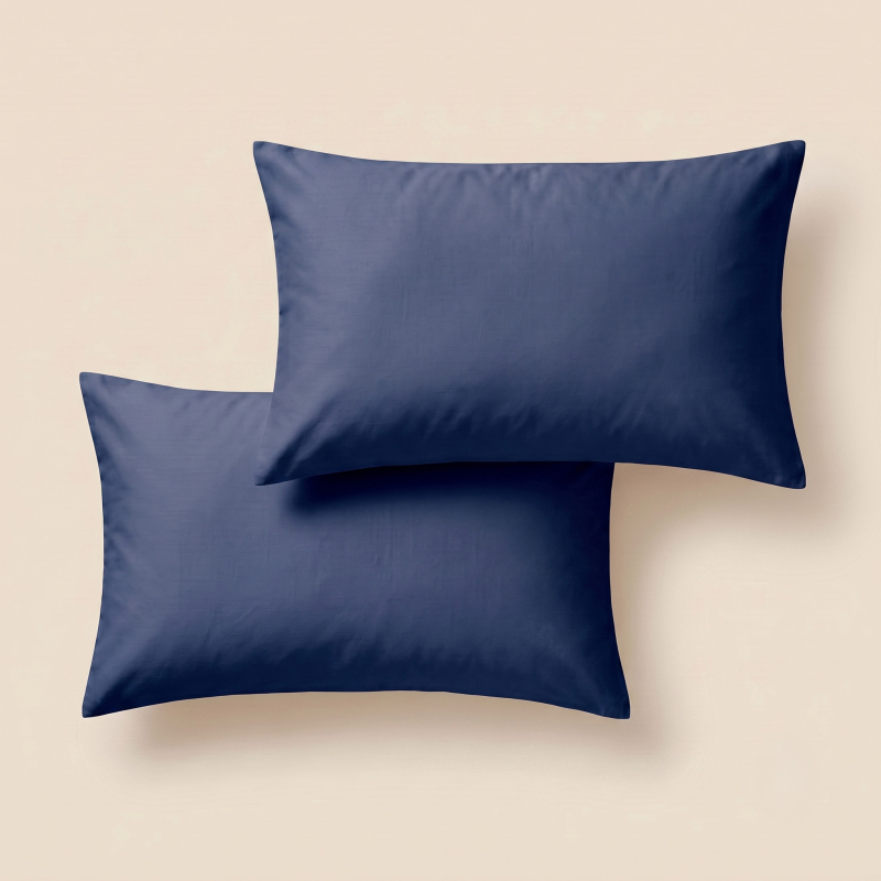Taie d'oreiller Hestia en satin de coton uni bleu indigo 50x75 cm