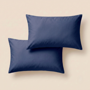 Taie d'oreiller Hestia en satin de coton uni bleu indigo 50x75 cm