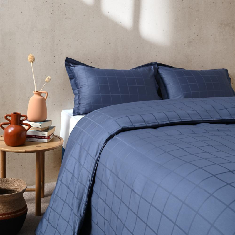 Housse de couette satin callista indigo 140x200 cm