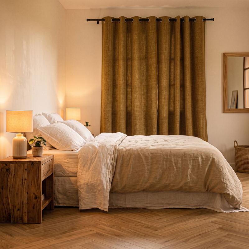 Rideau sur-mesure effet velours coloris Miel HORACE