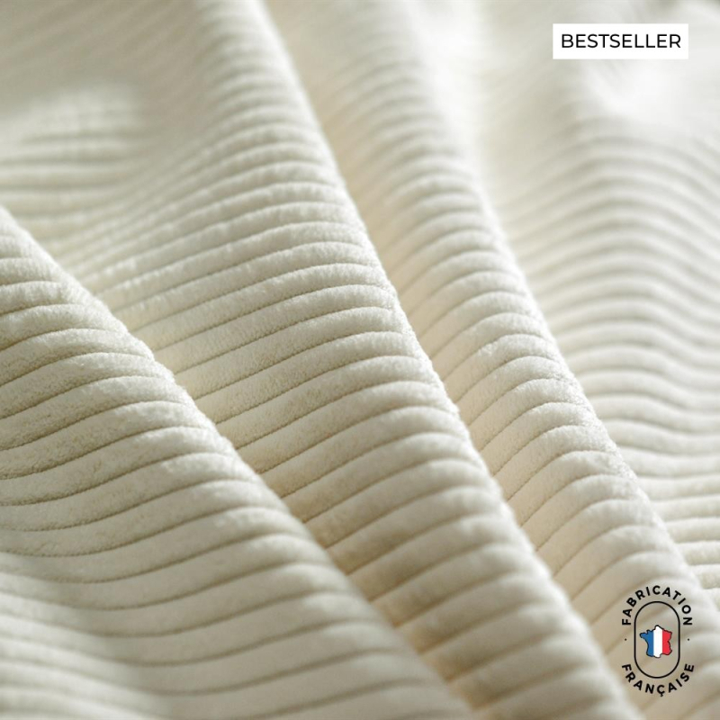 Tissu velours côtelé écru