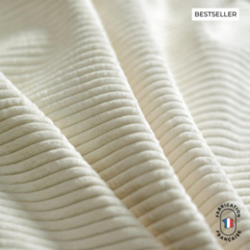 Tissu velours côtelé écru